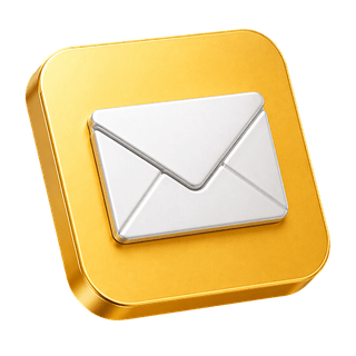 Decorative mail envelope icon shown in 3D on the contact us page
